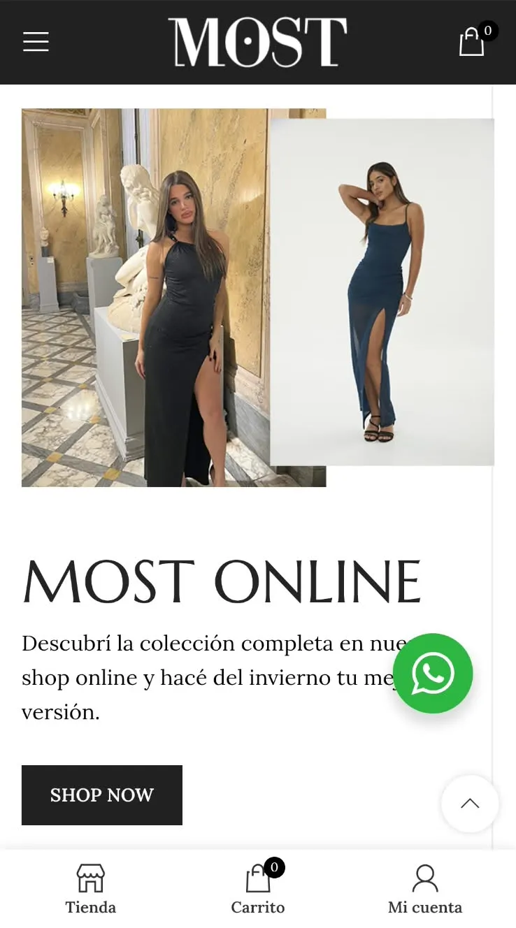 Tienda online de Most en el celular